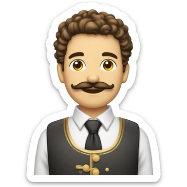 Un garçon au cheuveux bouclé (taper) et une mustache en guidon sticker