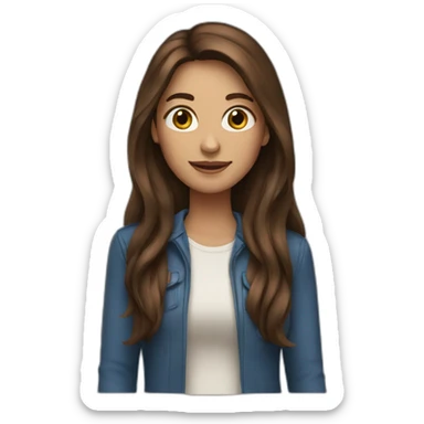 woman with long brown hair sticker