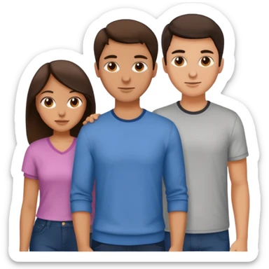 Throuple brunettes 2 girls 1 guy sticker