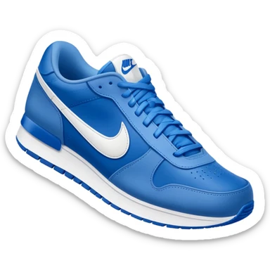 blue Nike sneaker with white swoosh sticker