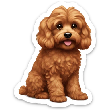 Red fluffy cavapoo sticker