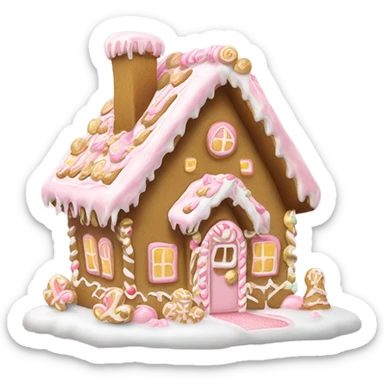 light pink and gold and white gingerbread house sticker