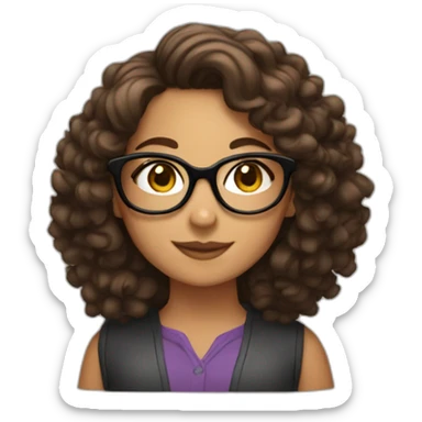 brunette girl with glasses and curly hair with text "approved" sticker