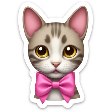 CAT with bow pink  sticker