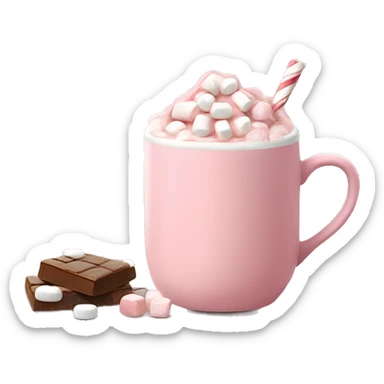 Light Pink mug of hot chocolate with marshmallows  sticker