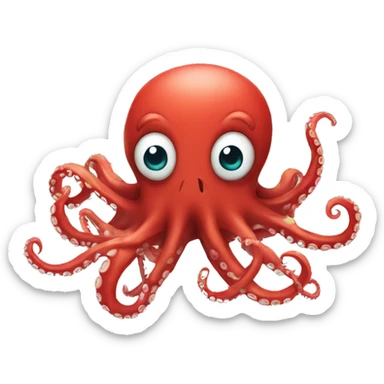 red cartoon octopus with scared sticker