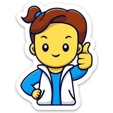 Girl showing one thumb up and one thumb down, indicating mixed opinion sticker