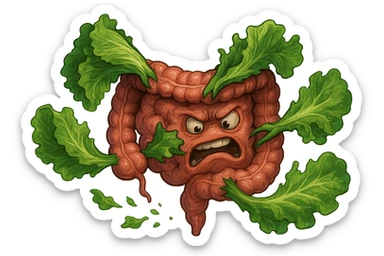 foglie di insalata che attaccano un intestino anatomico umano per distruggerlo sticker