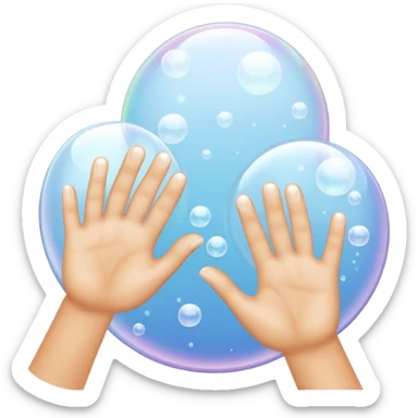 Closeup hands foaming soap bubbles sticker
