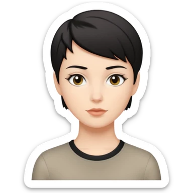 White girl with black short hair cut look like a boy sticker