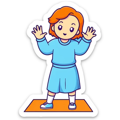 girl wearing pastel blue clothes shrugging with hands spread out in an "I don't know" gesture sticker