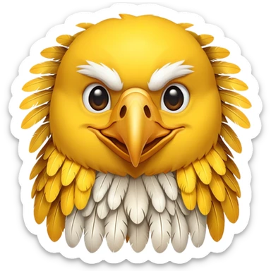 yellow eagle with a big smile facing forward sticker