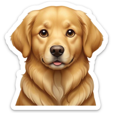 Cinematic Noble Golden Retriever Portrait Emoji, Poised and regal, with a strong, athletic build and a lustrous, well-groomed golden coat, deep-set soulful brown eyes, Simplified yet sharp and sophisticated features, highly detailed, glowing with a soft, dignified glow, high shine, intelligent and friendly, stylized with an air of warmth, focused and attentive, soft glowing outline, capturing the essence of a watchful and confident companion, so majestic it feels as though it could bound out of the screen with effortless authority! sticker