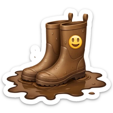 muddy puddle with a boot print classic emoji style sticker