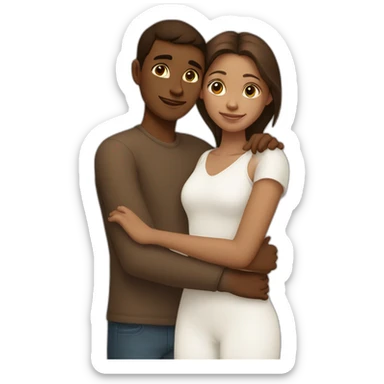 brown girl with white skin hugging a brown boy with white skin shorter than her sticker