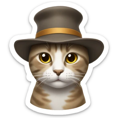 Cat  with a hat on sticker