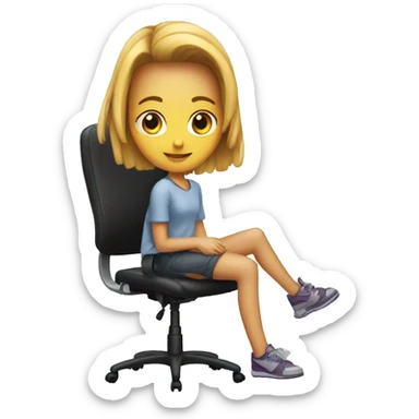 girl sitting on an office chair sticker