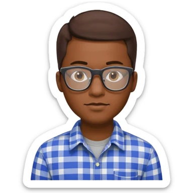 African man, 30 years old, short brown hair, plaid shirt, elegant, software engineer, smart glasses sticker