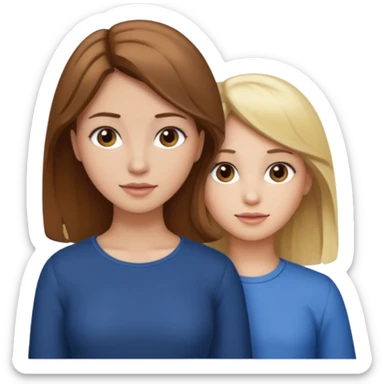 Maman cheveux marrons et fille cheveux blond sticker