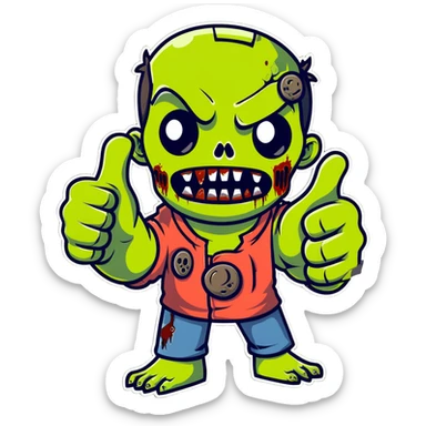 zombie giving thumbs up gesture sticker