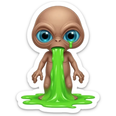 E.T. The Extra-Terrestrial from the movie puking green liquid sticker