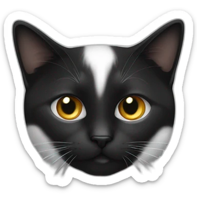 Petite chat blanc avec une tache noir au dessus de l’oeuil gauche et la queue noire sticker