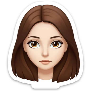 pretty long hair straight brown hair white skin baddie with black eyeliner and brown eyes sticker