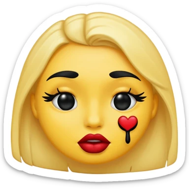 an emoji with black lipstick kiss marks on face sticker