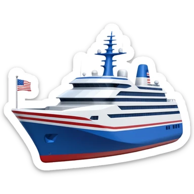 generate a very realistic American modern ship with flag sticker