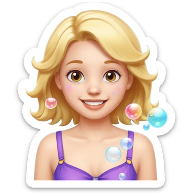 one girl with bubbles on  boob sticker