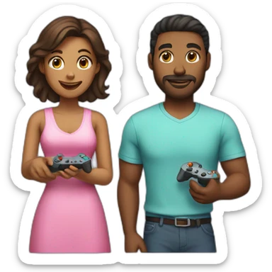 couple playing video game together sticker