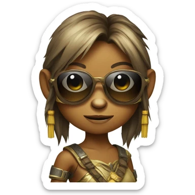 Girl monkey warrior with sunglasses sticker