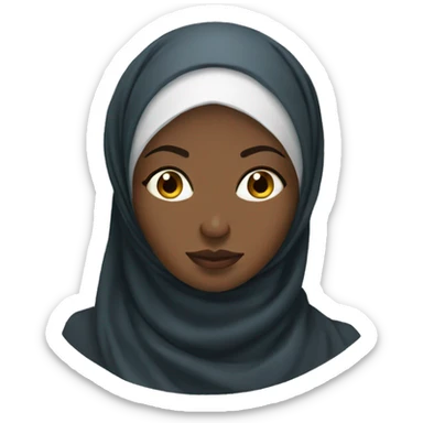African Muslim woman thinking with sheer hijab sticker