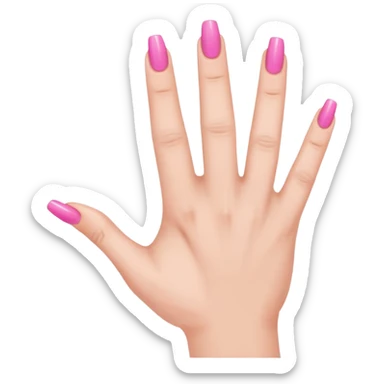hand with pink nails done with five fingers  sticker