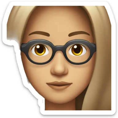 Long brown straight hair 30 year old with ocean eyes in clear octagonal frames sticker