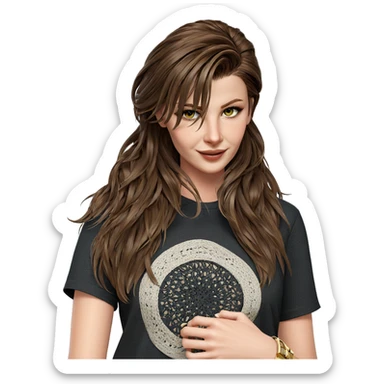 brown-haired girl in fashion sticker