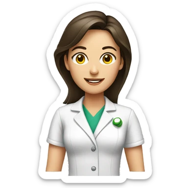 brunette female nutritionist, food sticker
