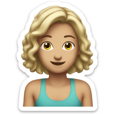 Caucasian healthy emoji wearing a tank top with a heart on the front sticker