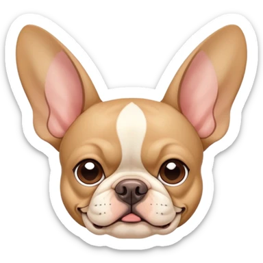 tan french bulldog head with distinctive bat ears and flat nose sticker