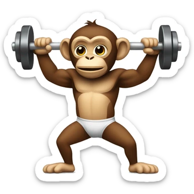 monkey exercising with weights sticker