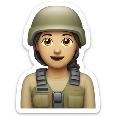 operator dressed in khaki color with a milatary helmet, without glasses, preferably female sticker