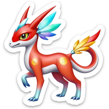 Shiny Colorful Meloetta-Latias-Koraidon-Peppercat-Wargreymon-Protogen-Fakémon-fusion-hybrid-creature sticker