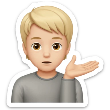 boy shrugging his shoulder sticker