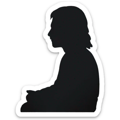 silhouette of a man sitting with long hair sticker