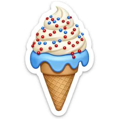 Red white and blue sprinkles on ice cream sticker