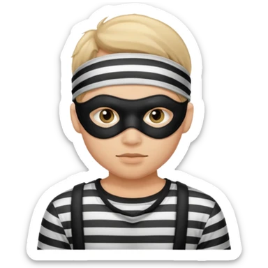 A theif robber emoji,Stripped shirt.eye mask. sticker