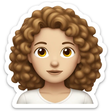 white girl with brown curly hair sleeping sticker