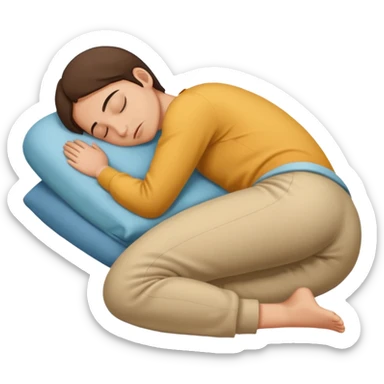 person sleeping face down on their stomach sticker