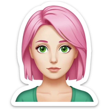 Claire Richards cheveux roses sablé longs yeux verts sticker