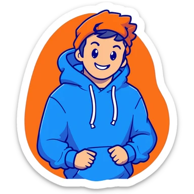 portrait of Mr. Beast, smiling, blue hoodie, energetic vibe sticker